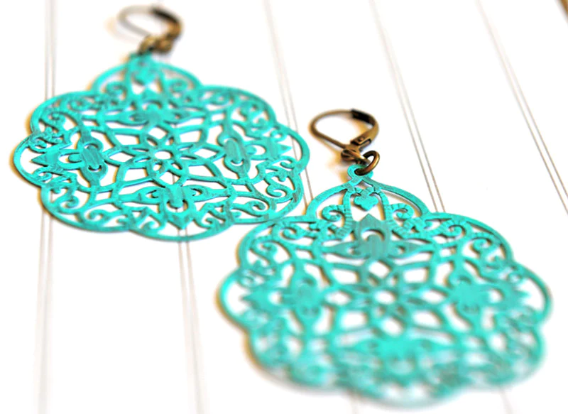 Turquoise Textile Earrings