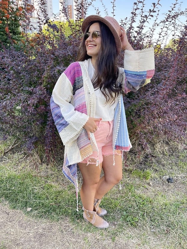 Colorful, Crocheted Embroidered Bohemian Linen Kimono